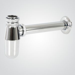 Sifón botella metálico 1 1/4 salida recta 25 cm